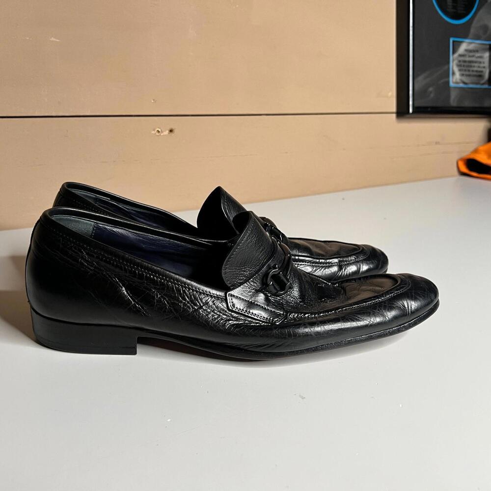 Salvatore Ferragamo Men’s Black Leather Bit‎ Loafers Dress Shoes Size 10